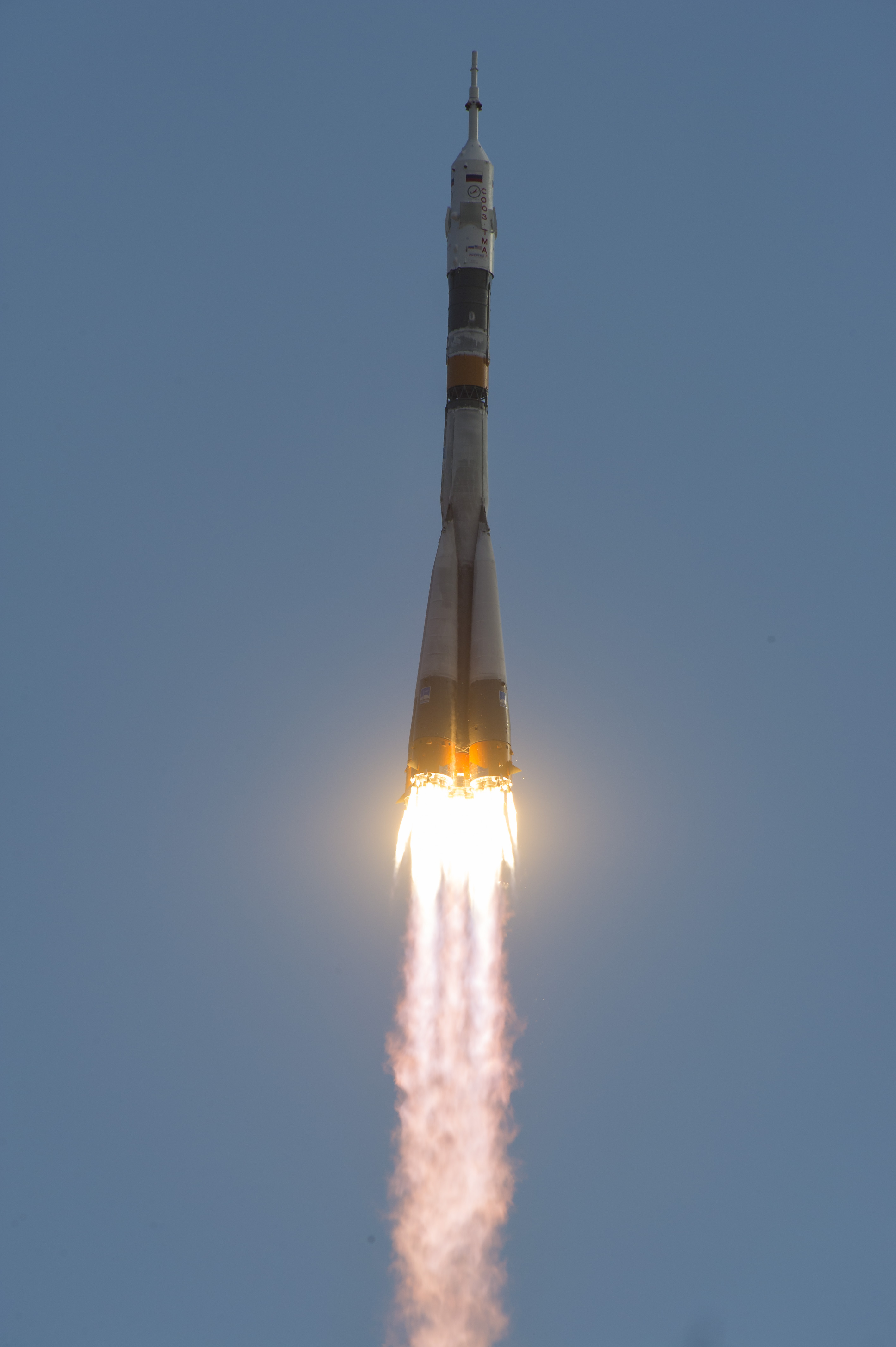 Expedition 32 Launch The Soyuz TMA-05M rocket launches from the Baikonur Cosmodrome in Kazakhstan on Sunday, July 15, 2012 carrying Expedition 32 Soyuz Commander Yuri Malenchenko, NASA Flight Engineer Sunita Williams and JAXA (Japan Aerospace Exploration Agency) Flight Engineer Akihiko Hoshide to the International Space Station. Photo Credit: (NASA/Carla Cioffi)